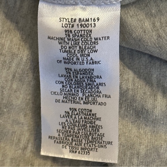 Bam BY BETSY ADAM SHORT SLEEVE ATTACHED FACE MASK T-SHIRT SZ L GRAY - Picture 8 of 11